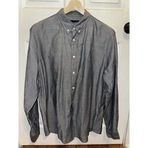 John Varvatos Shirt Mens XL Gray Blue Peace Sign Casual Button Up
